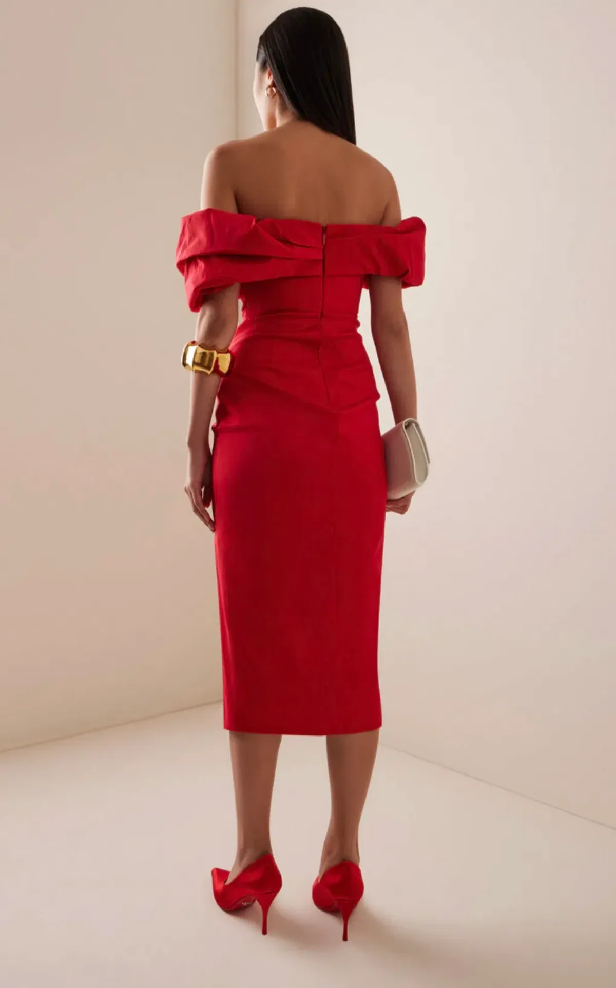 Rachel Gilbert Gia Midi Dress Red 3 / AU 12 - Image 3