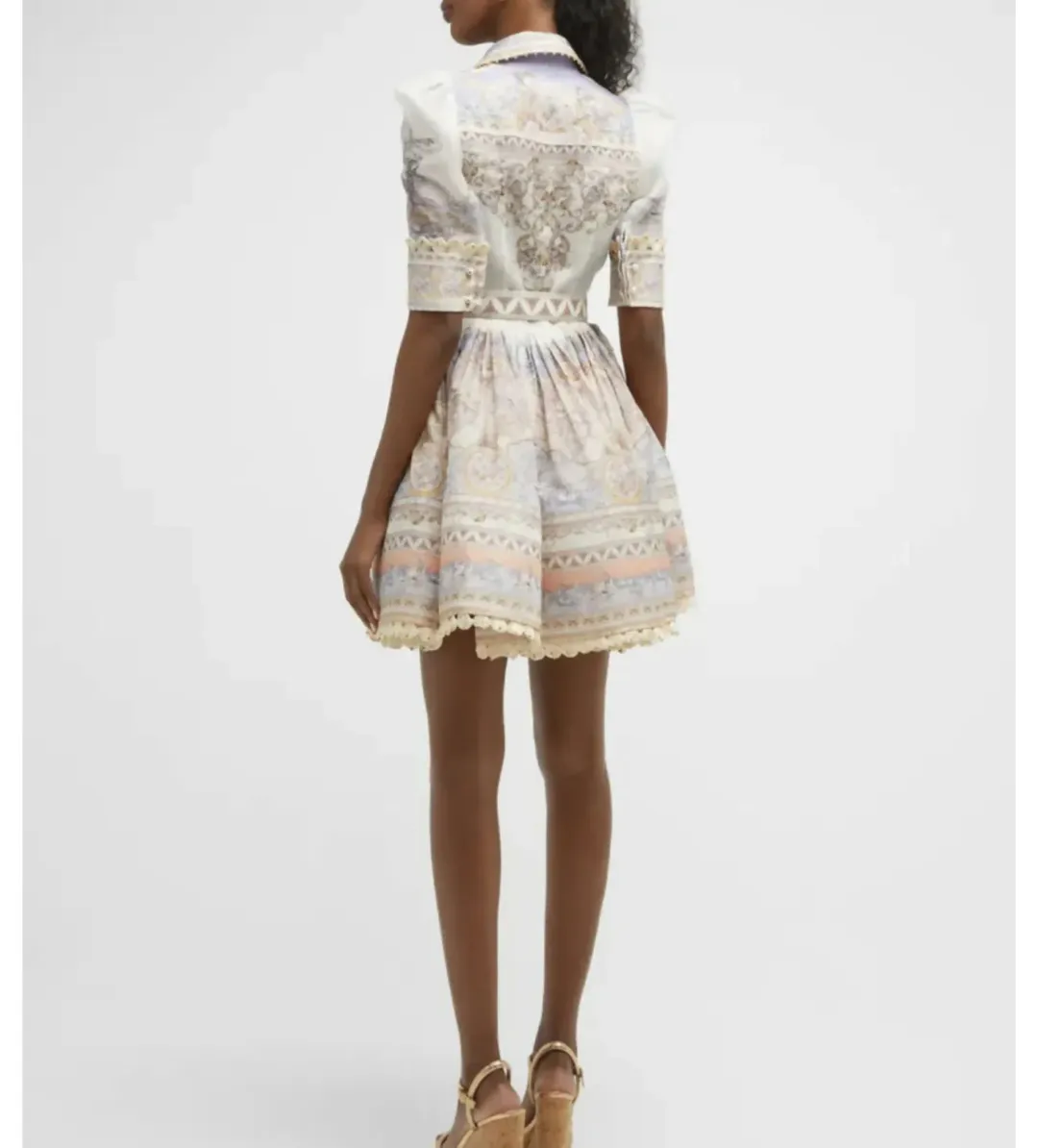 Zimmermann High Tide Mini Shirt Dress in Odyssey Print Size 2/AU 12 for rent on The Volte - main image