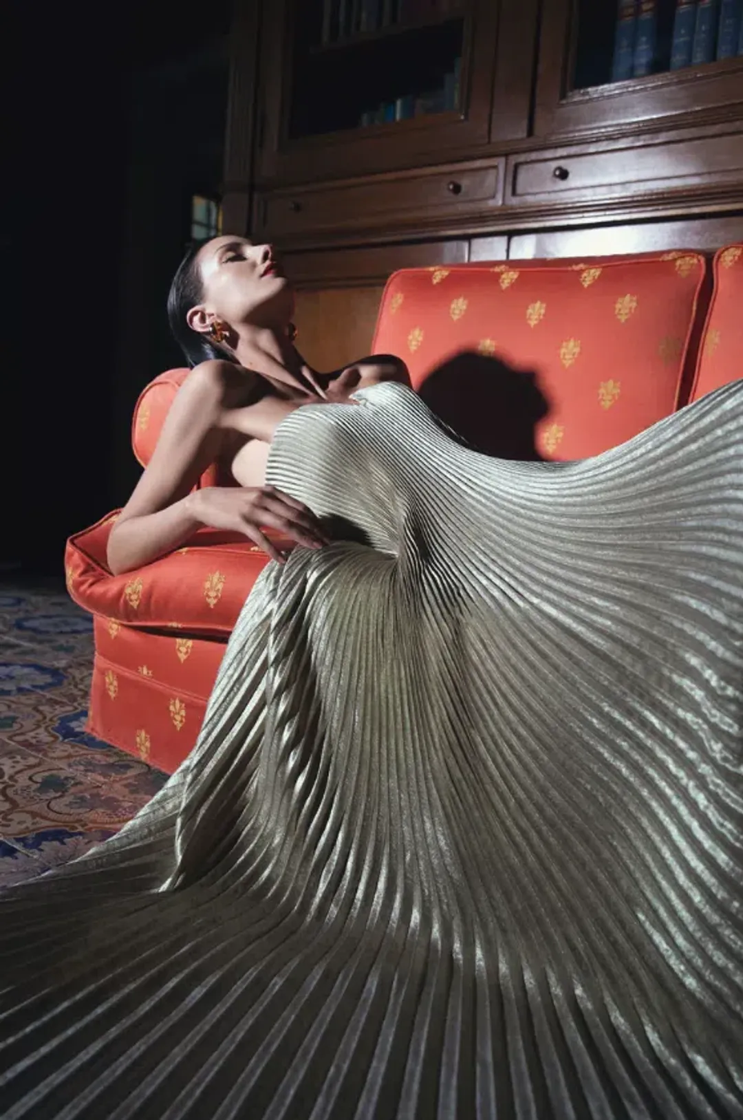 L'Idee Black Tie Gown Gold Shimmer Size 12 for rent on The Volte - main image