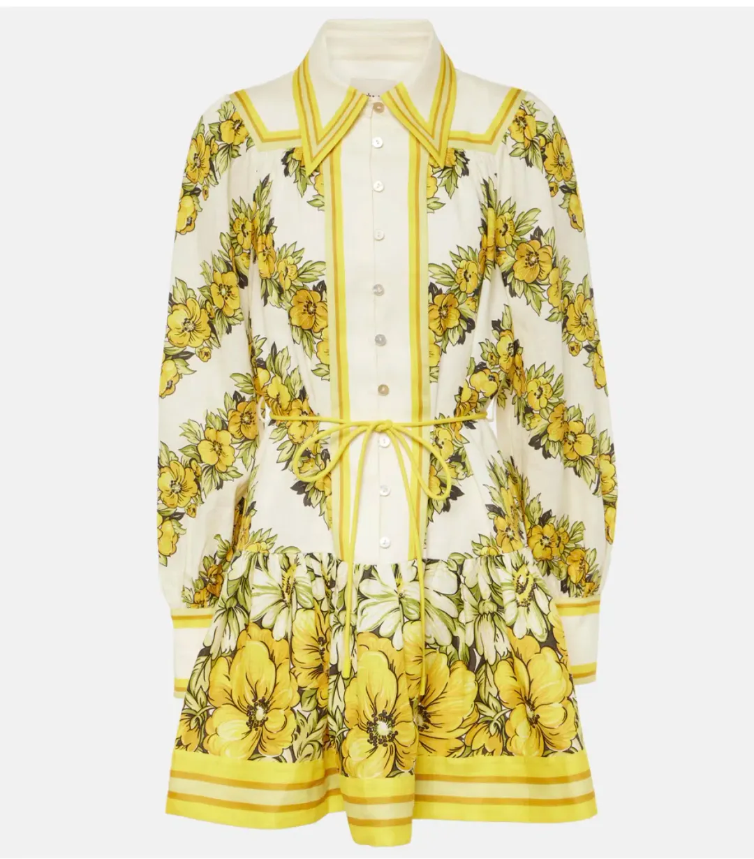 Alemais Gisela Floral Linen Shirt Dress for rent on The Volte - main image