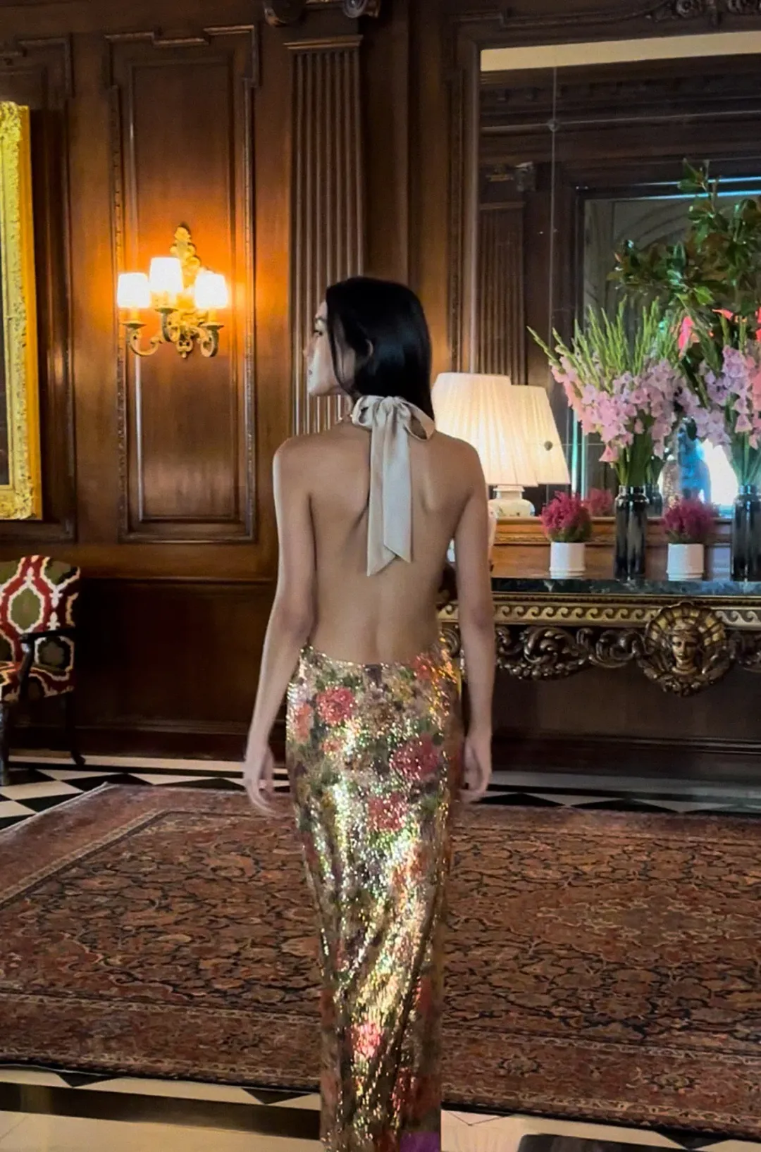 Fait Par Foutch Liana Maxi Dress Fleur Print Sequin Size XXS / AU 4 for rent on The Volte - main image