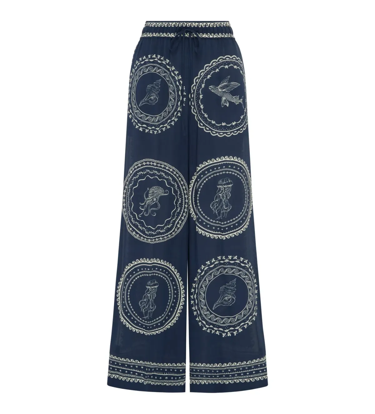 Alemais Oceane Silk Shirt and Pant Set Navy Print Size AU 8 - Image 8