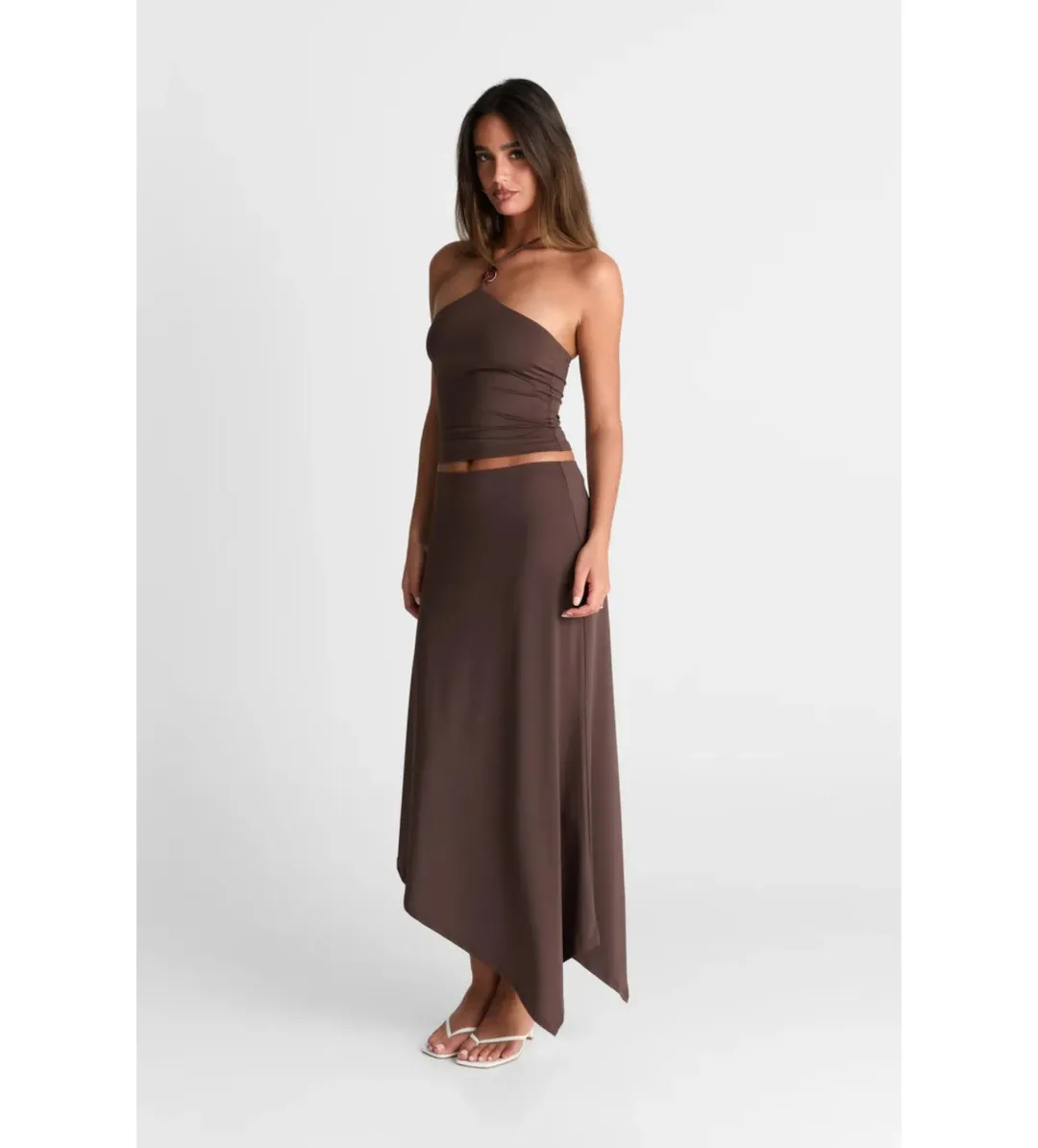Sasha Therese Lyra Tank and Maxi Skirt Set Chocolate Size AU 8 for rent on The Volte - main image