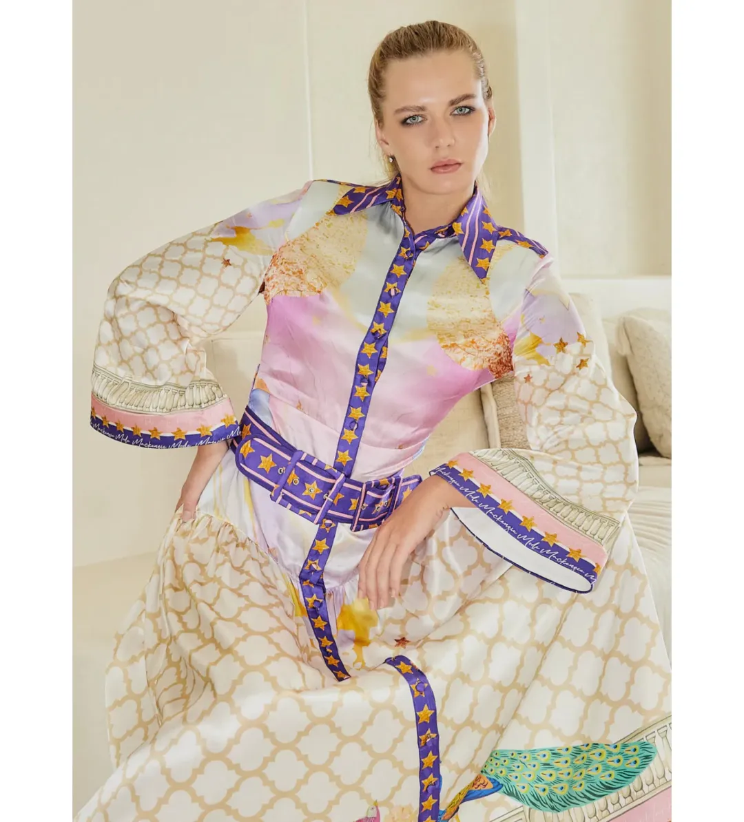 Mackenzie Mode Moonlight Silk Maxi Dress Print Size AU 16 for rent on The Volte - main image