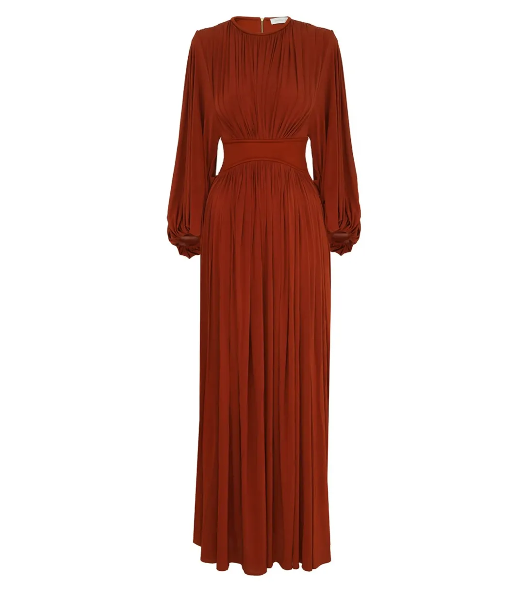 Zimmermann Illuminate Batwing Maxi Dress in Rust Size 2 / AU 12 for rent on The Volte - main image