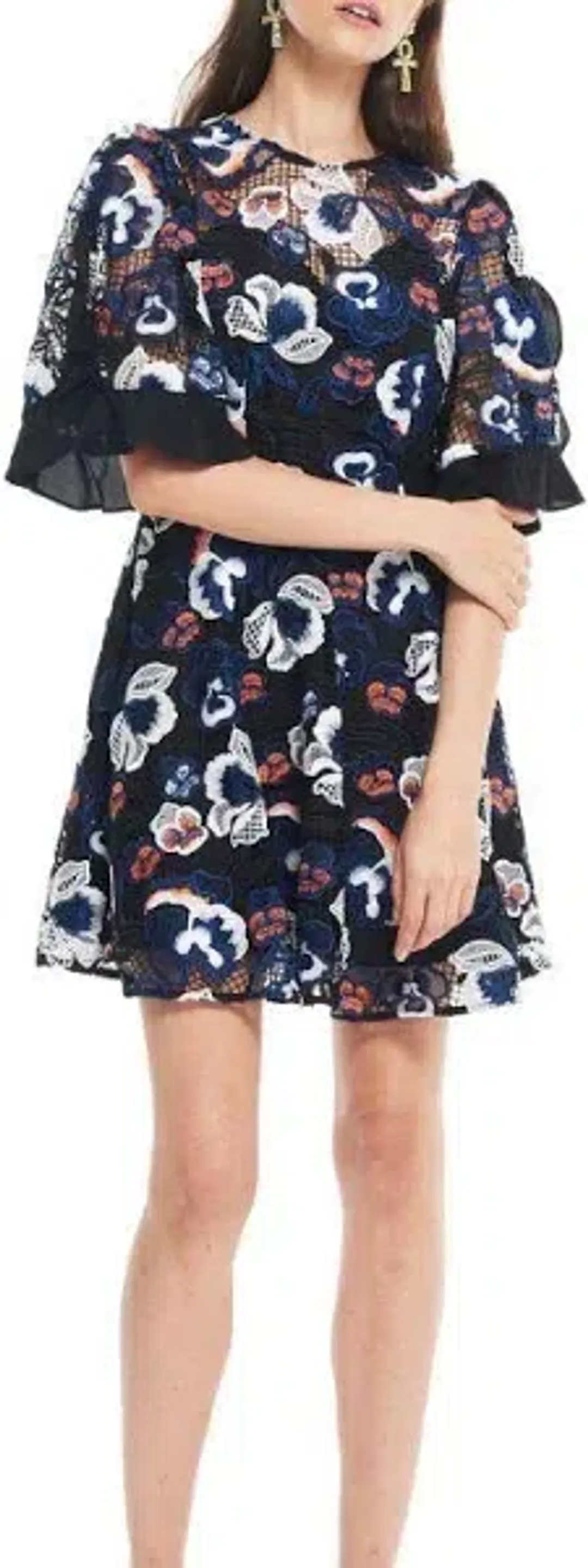 Talulah Estee Multi Lace Mini Dress Print Size 8 for rent on The Volte - main image