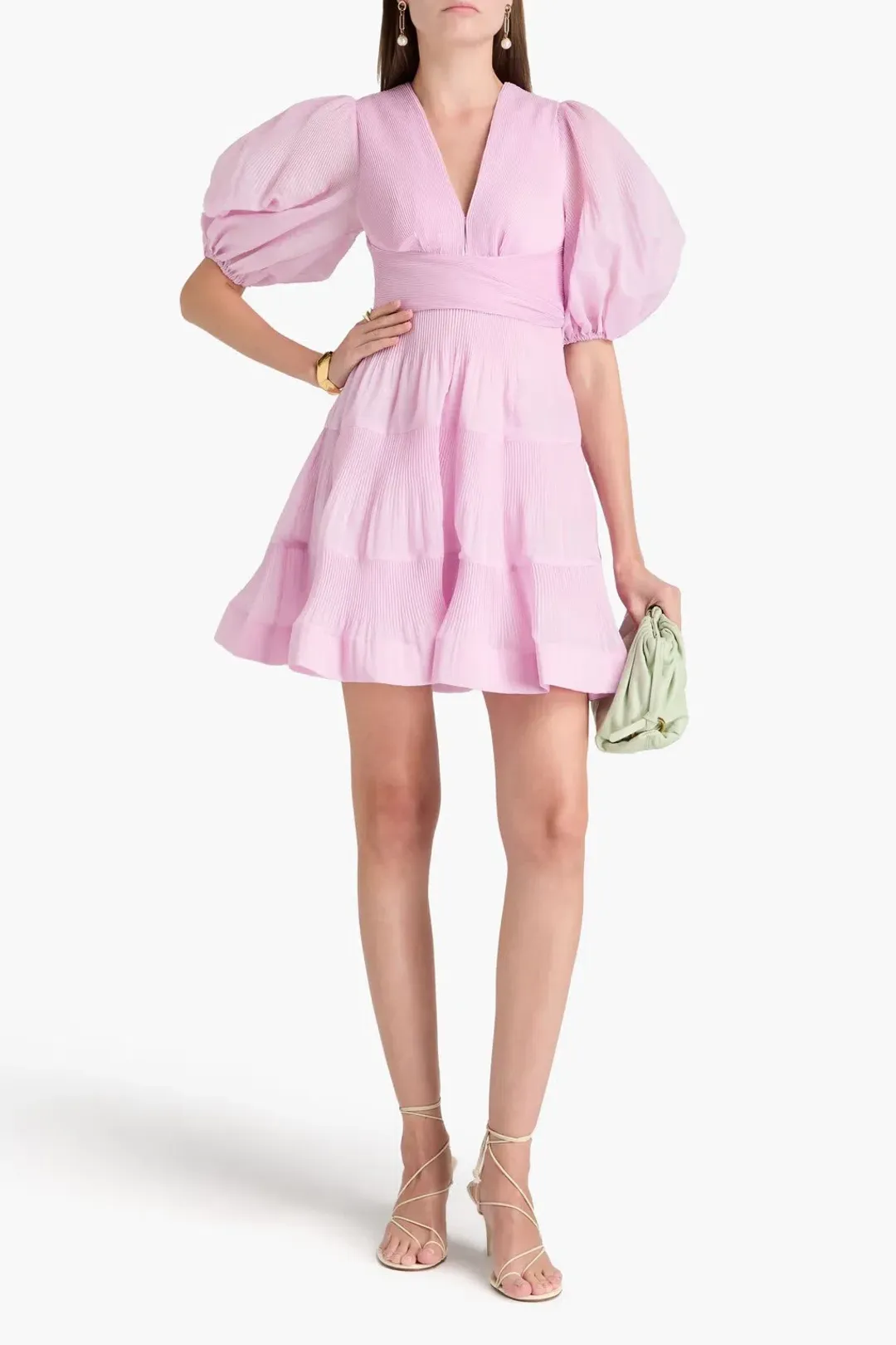 Zimmermann Pleated Mini Dress Pink Size 2 / AU 12 for rent on The Volte - main image