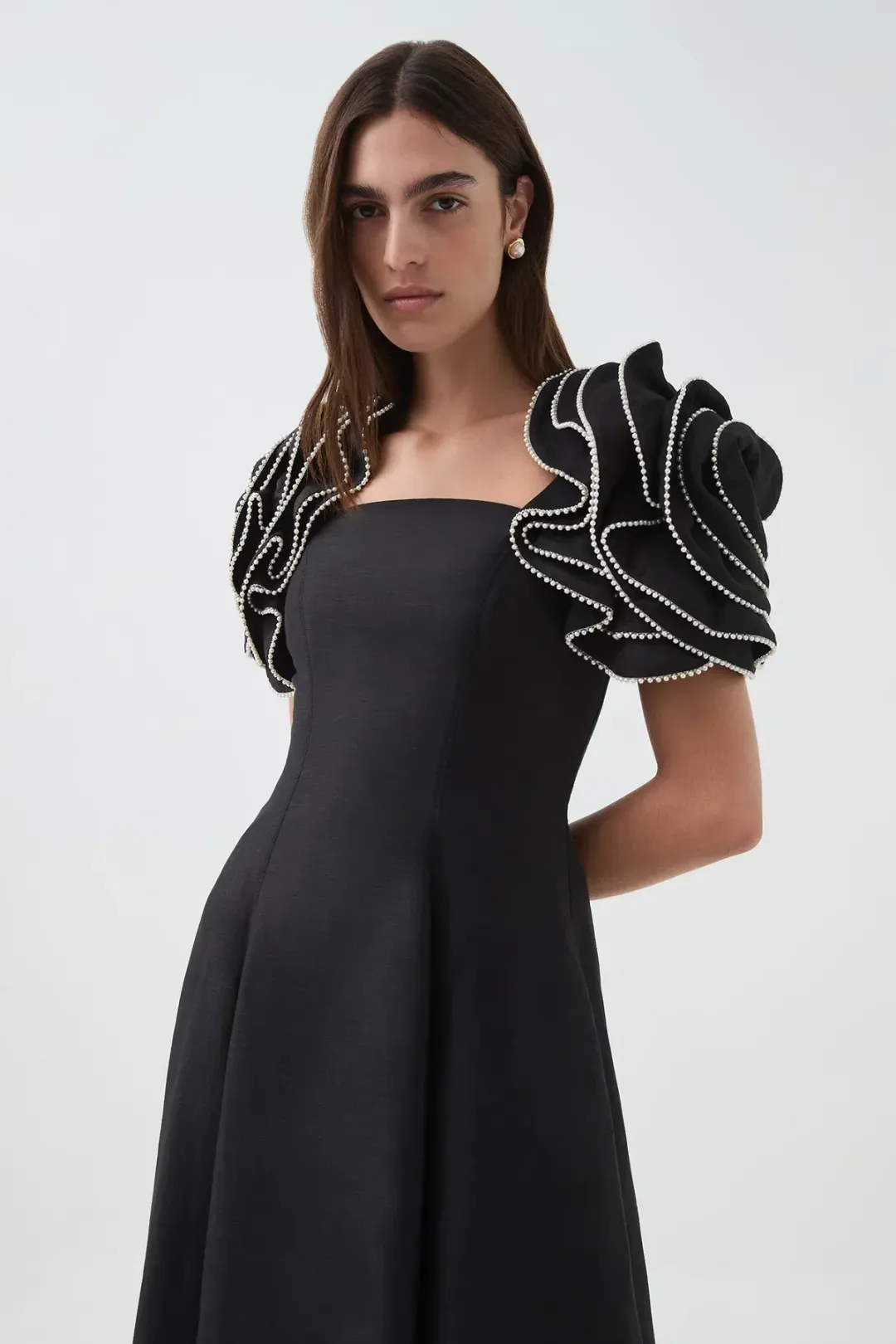 Aje Twyla Midi Dress Black Size 10 for rent on The Volte - main image