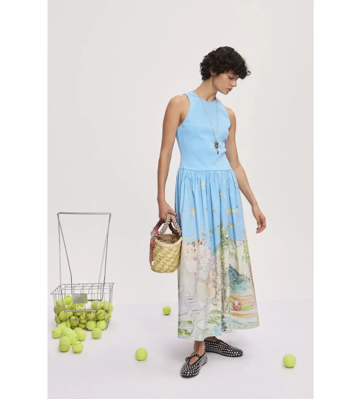 Alemais Anouk Tank Midi Dress Blue Print Size 8 - Image 2