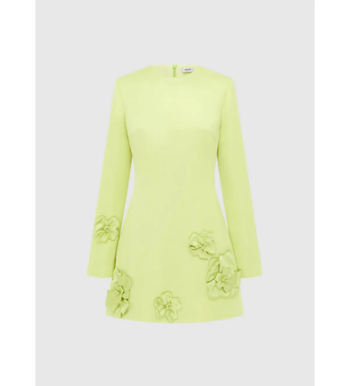 Leo Lin Aliza Long Sleeve Petal Mini Dress  Chartreuse Size 10  - Image 1