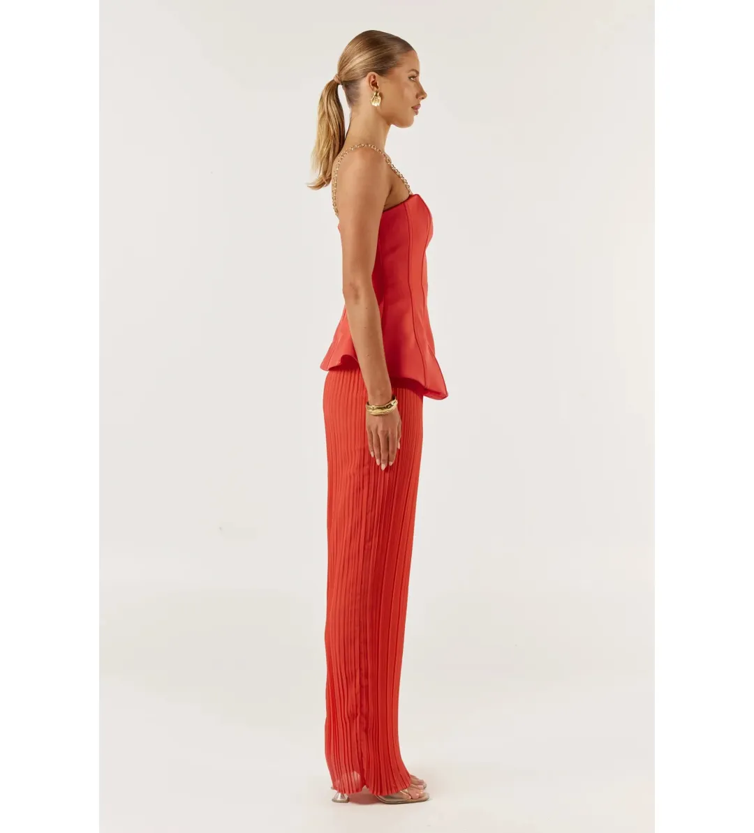 She is OLLÁ Marcelle Maxi Dress Red Size M/AU 10 for rent on The Volte - main image