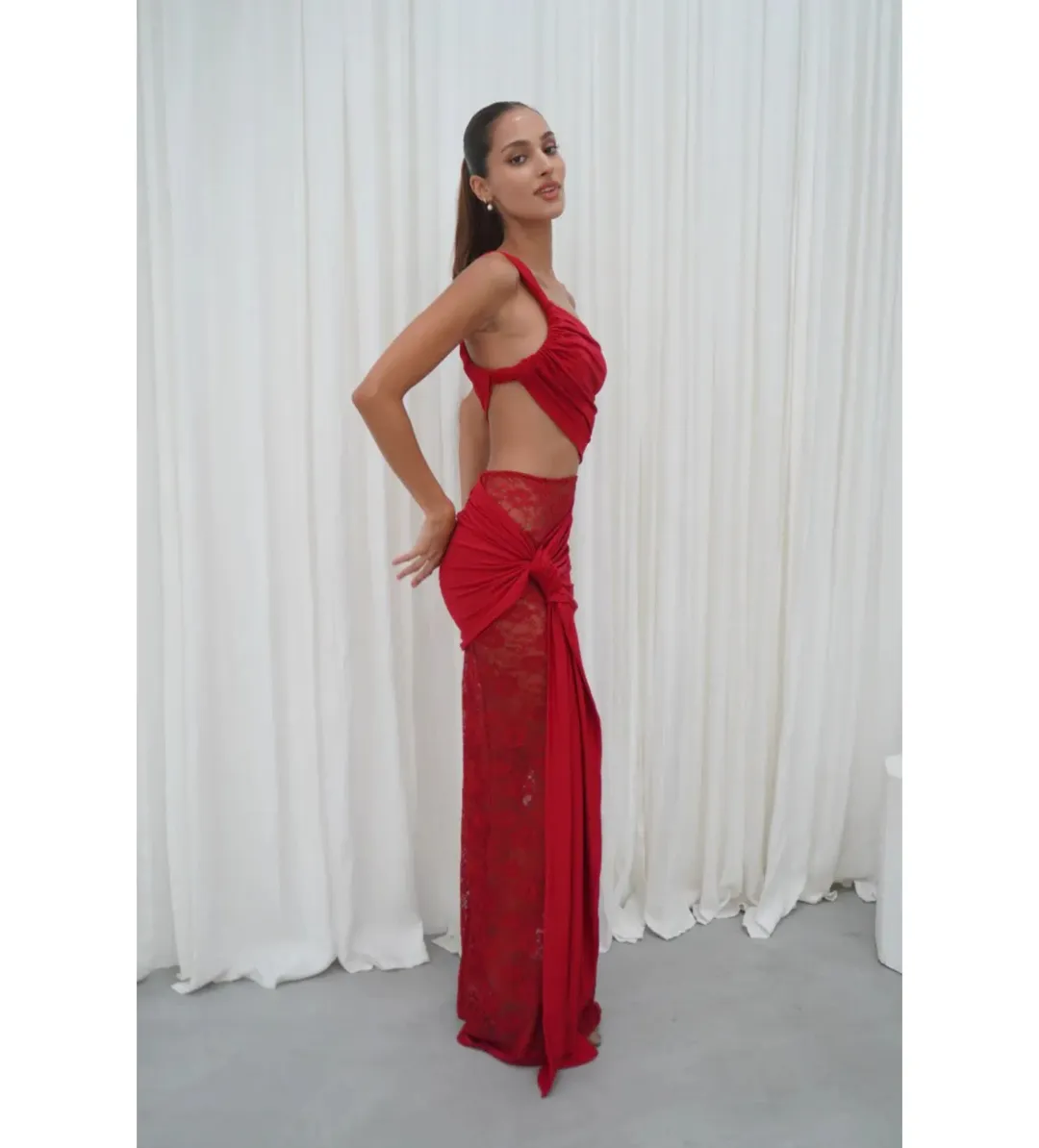 Deconduarte Paradiso Maxi Dress Berry Size XS/AU 6 for rent on The Volte - main image