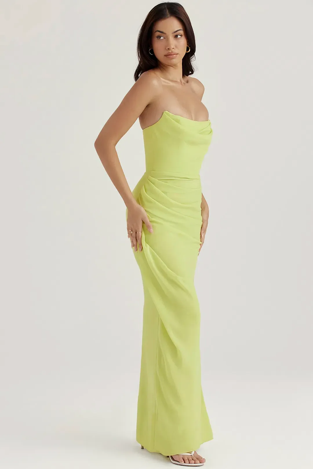 House Of CB Adrienne Lime Strapless Gown Maxi Size AU 6 for rent on The Volte - main image