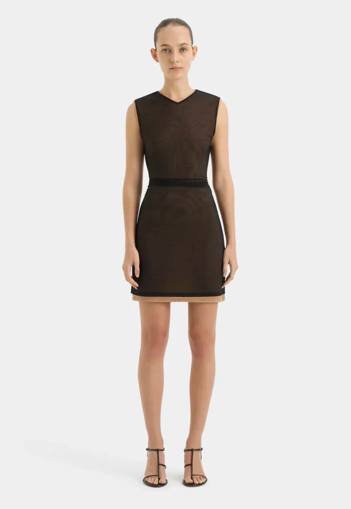 Sir the Label Delta Overlay Mini Dress Sepia Size AU 6 - Image 1