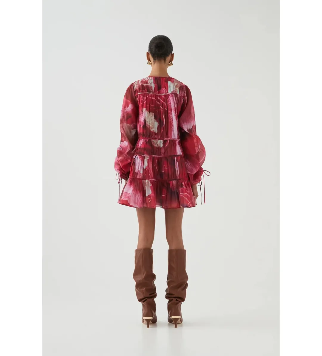 Aje Flora Mini Dress Prismatic Floral Red Size AU 16 for rent on The Volte - main image