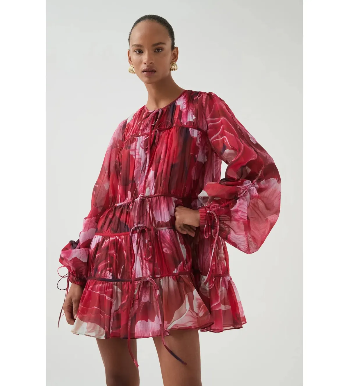 Aje Flora Mini Dress Prismatic Floral Red Size AU 16 - Image 6