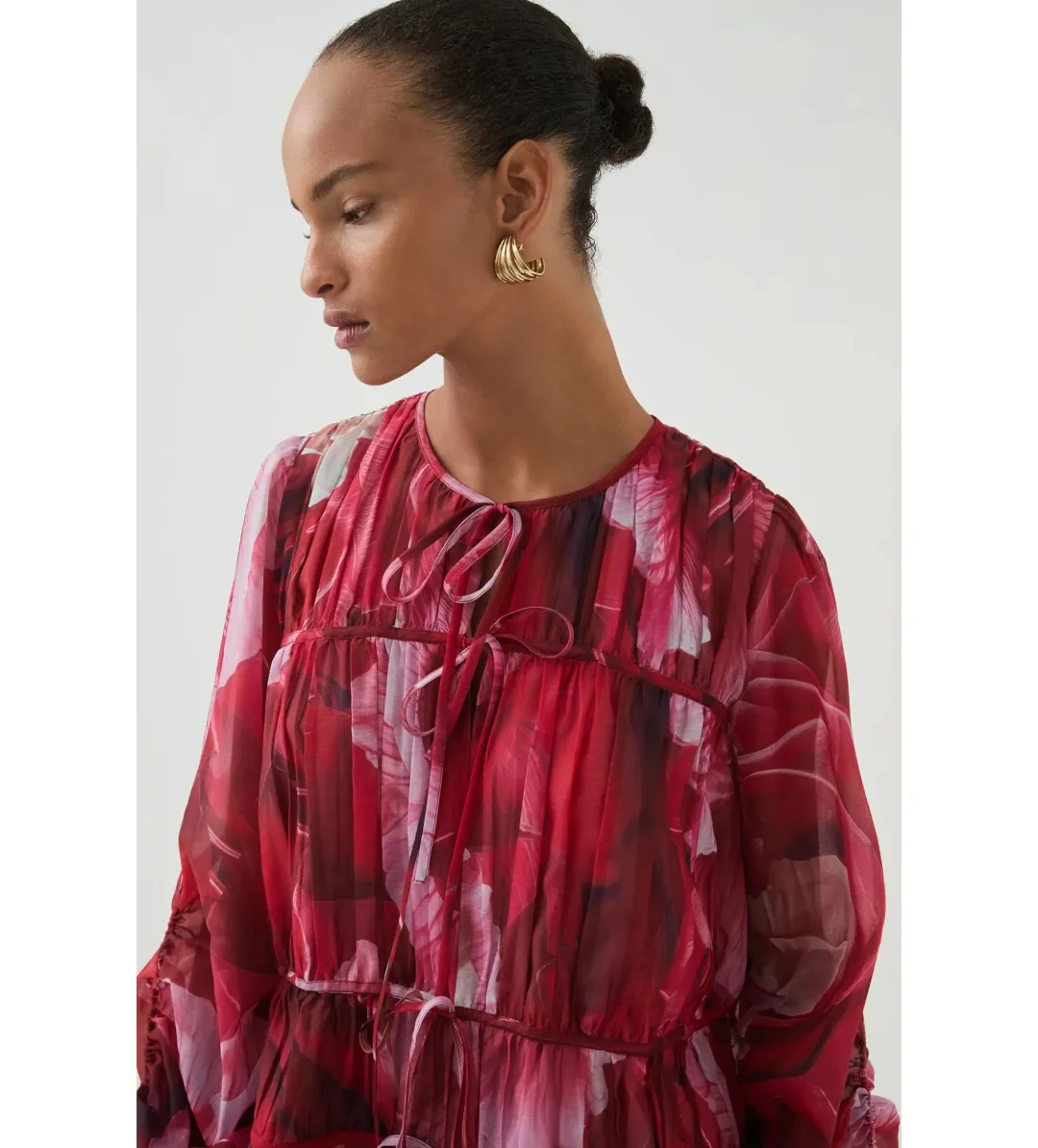 Aje Flora Mini Dress Prismatic Floral Red Size AU 16 for rent on The Volte - main image