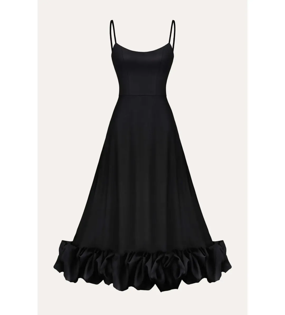 Post Meridiem Flounce Bustier Midi Dress in Deep Black Size XS / AU 6 for rent on The Volte - main image