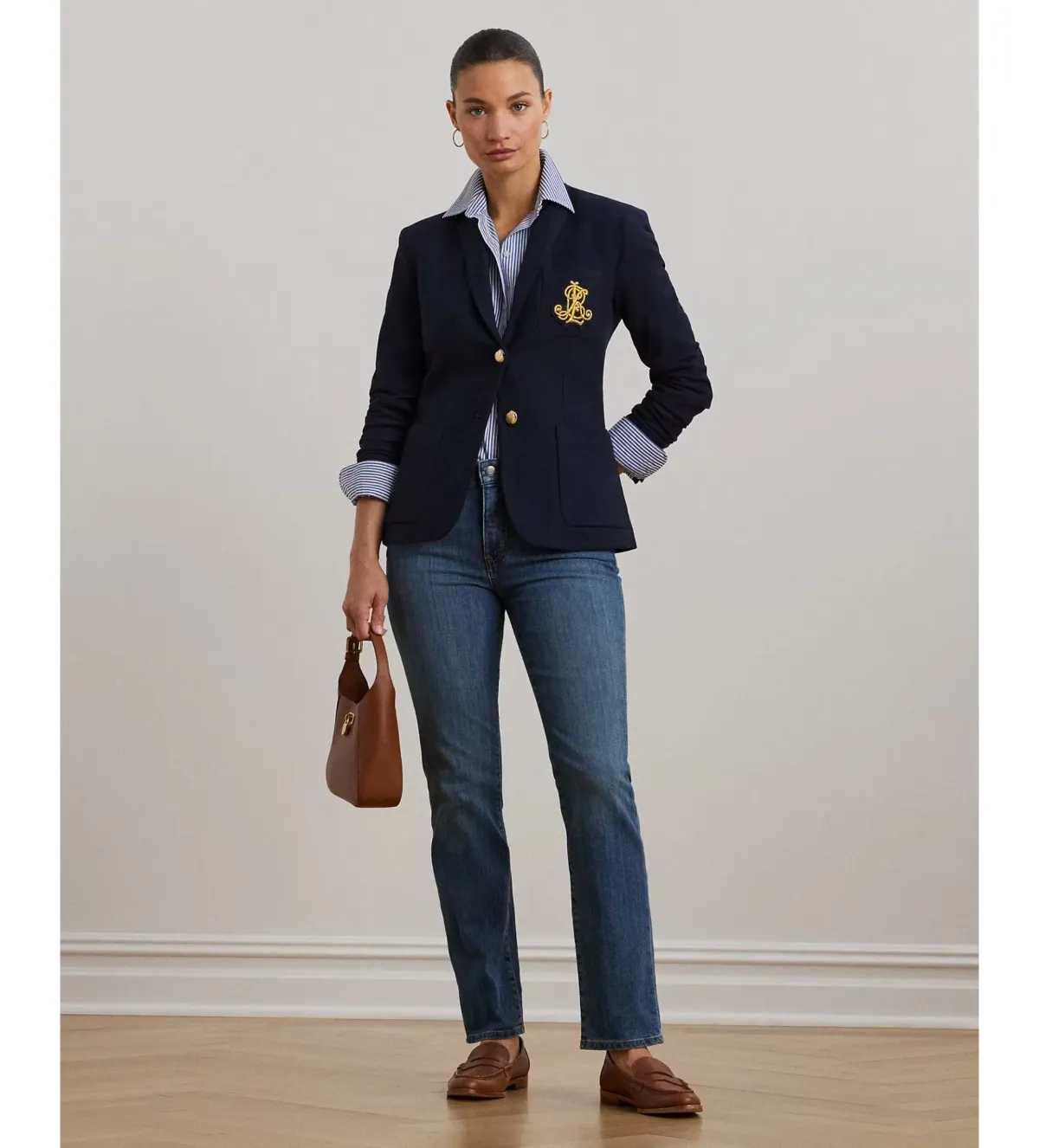 Polo Ralph Lauren Navy Knit Cotton Blazer Size US 12 / AU 16 - Image 2