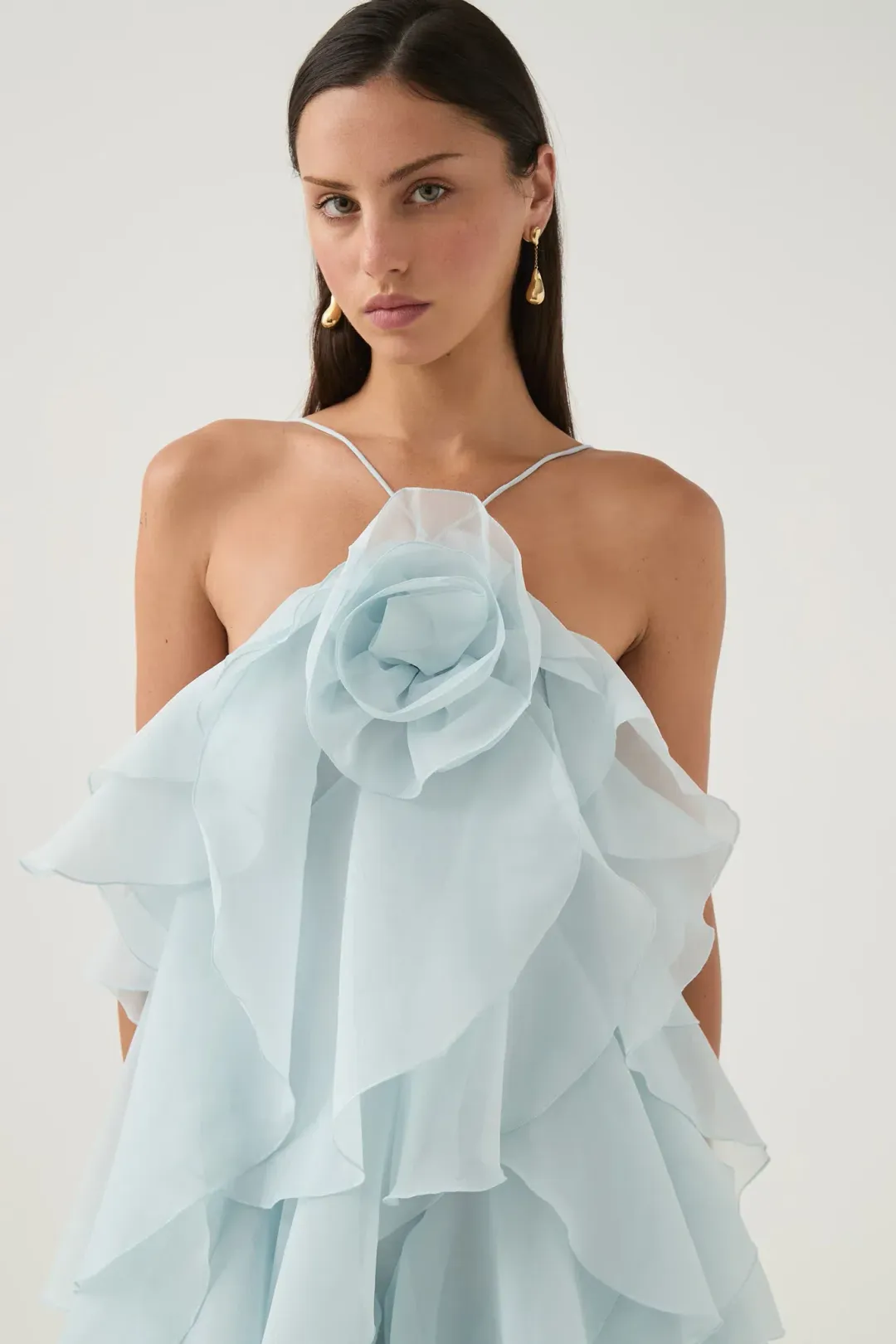 Aje Pandorea Layered Maxi Dress Silver Blue Size AU 8 for rent on The Volte - main image