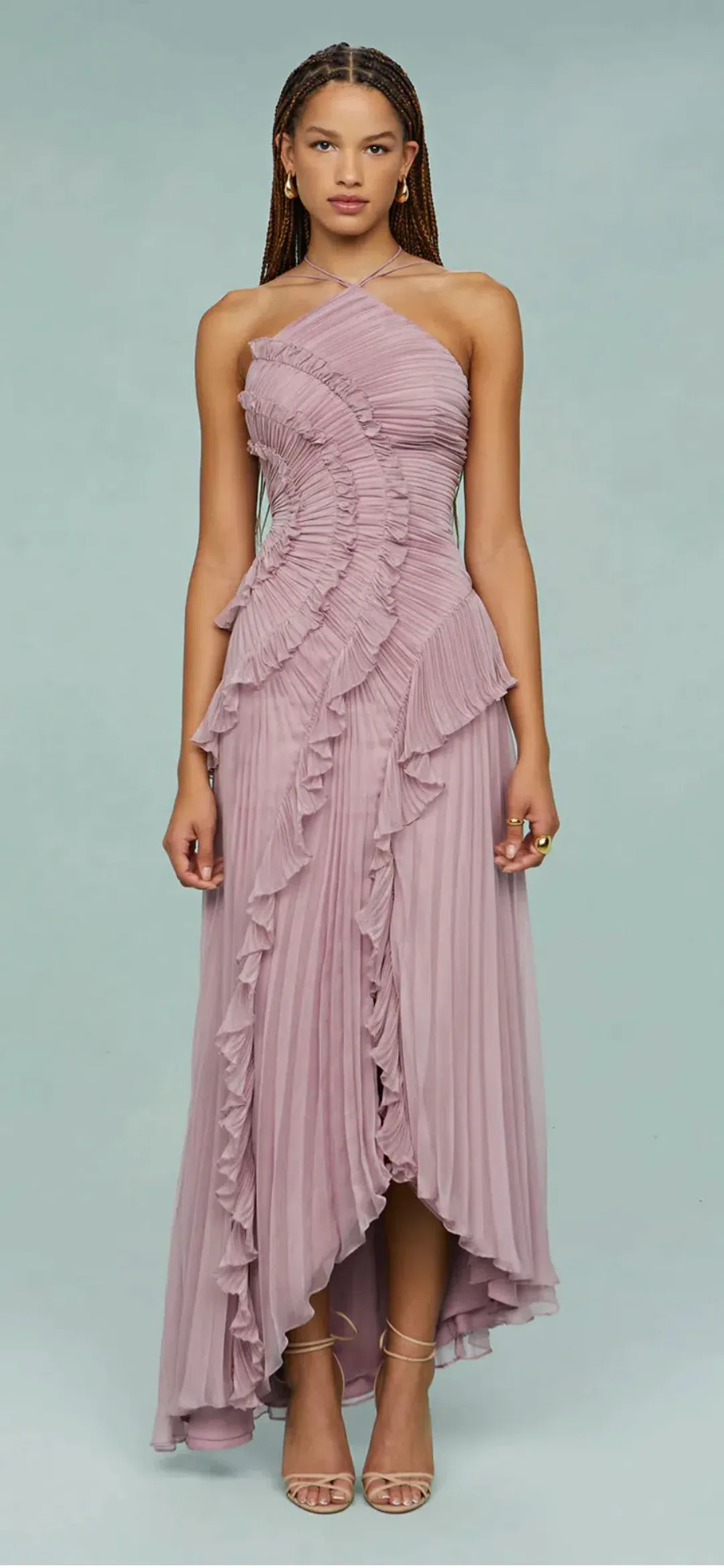 Amur Lorelie Halter Gown Water Hyacinth Size 8/2 for rent on The Volte - main image