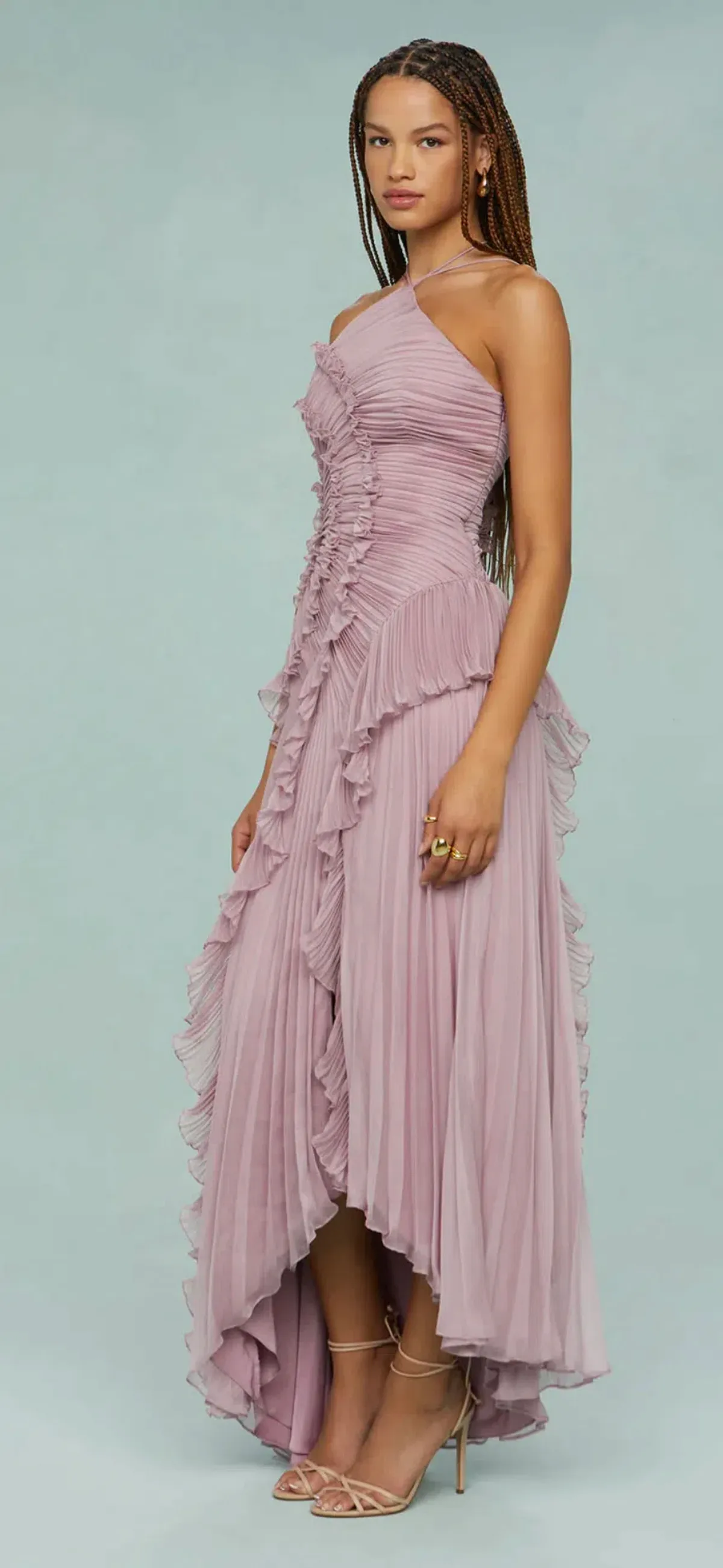 Amur Lorelie Halter Gown Water Hyacinth Size 8/2 - Image 3