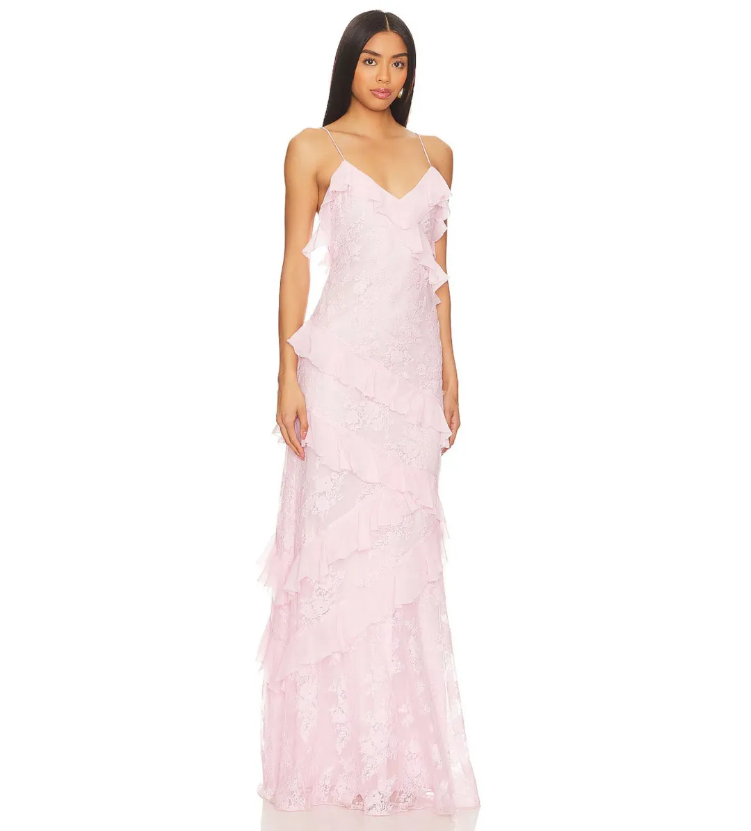 LoveShackFancy Rialto Floral Chiffon Maxi Dress Rose Latte Size AU 8 for rent on The Volte - main image