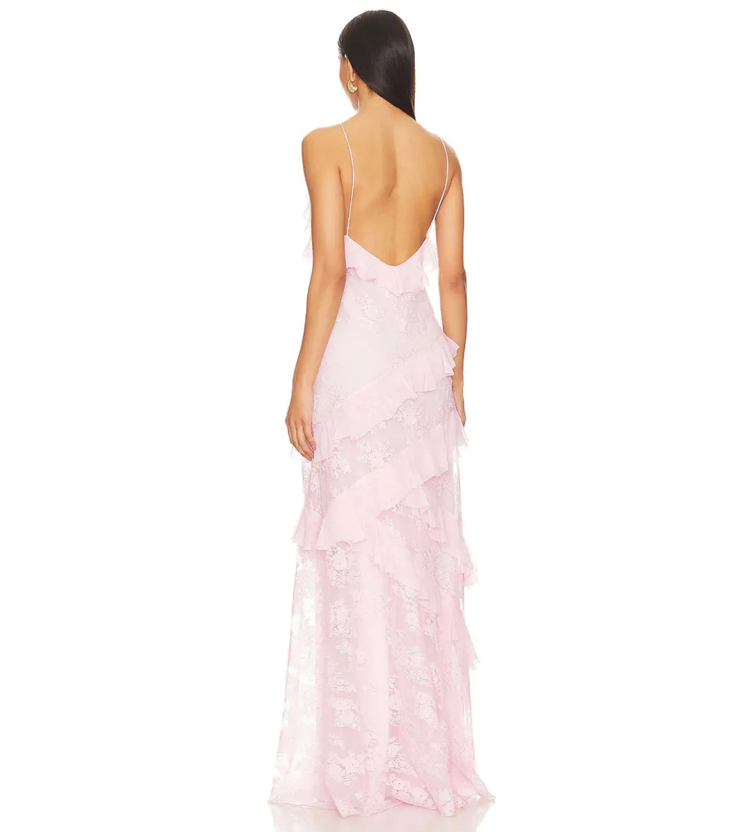 LoveShackFancy Rialto Floral Chiffon Maxi Dress Rose Latte Size AU 8 for rent on The Volte - main image