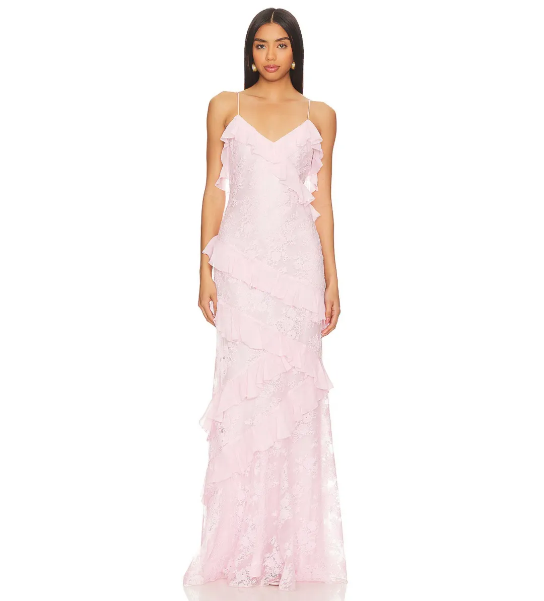 LoveShackFancy Rialto Floral Chiffon Maxi Dress Rose Latte Size AU 8 for rent on The Volte - main image