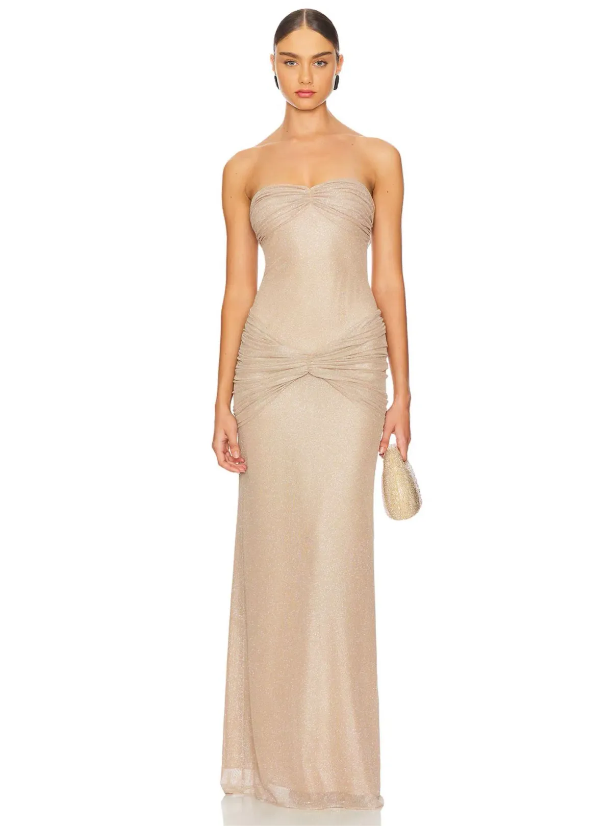 Mirror Palais Starlite Glitter Mesh Maxi Dress Diamond Sand Size S / Size AU 8 - Image 1