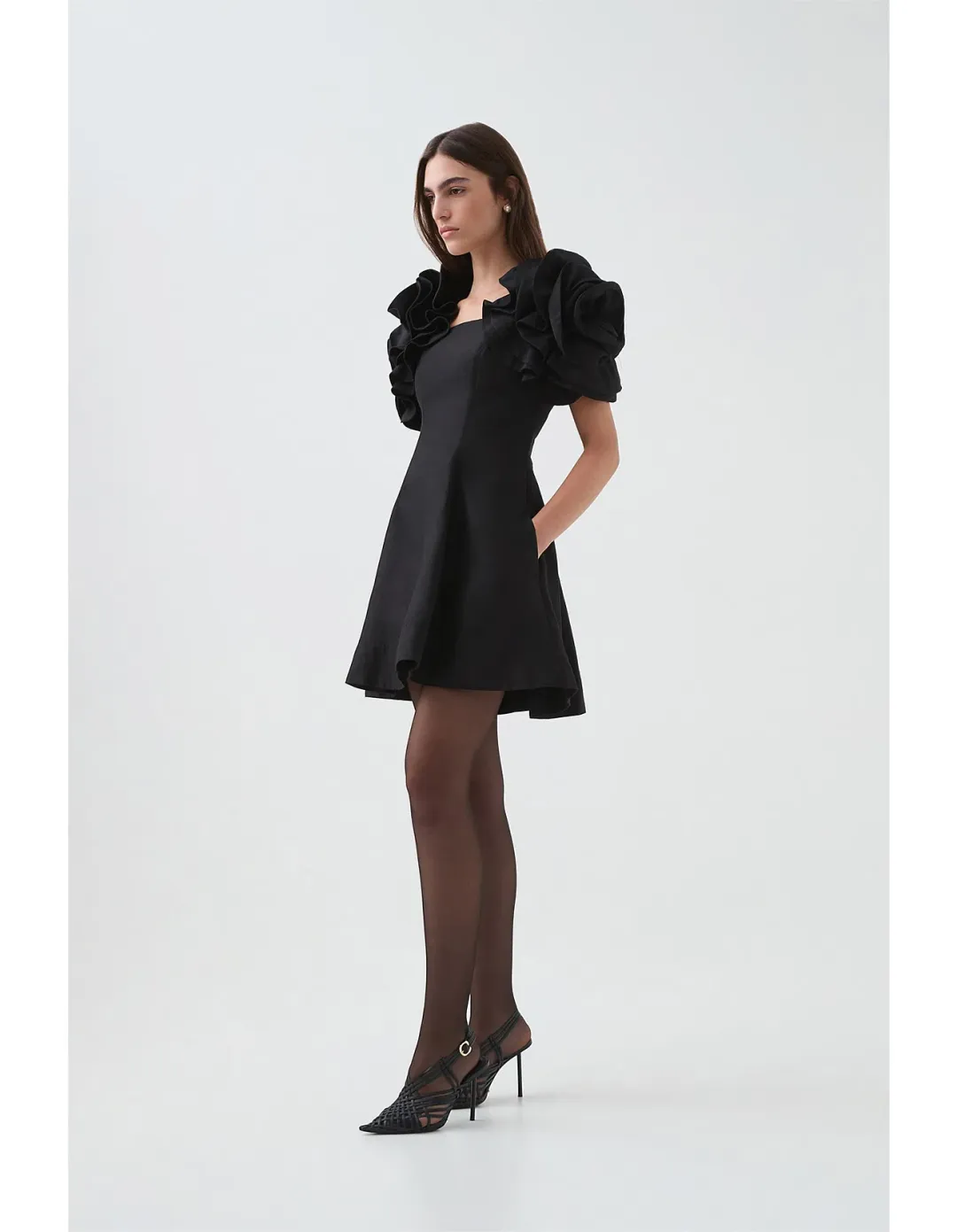 Aje Twyla Mini Dress Black Size 14 for rent on The Volte - main image