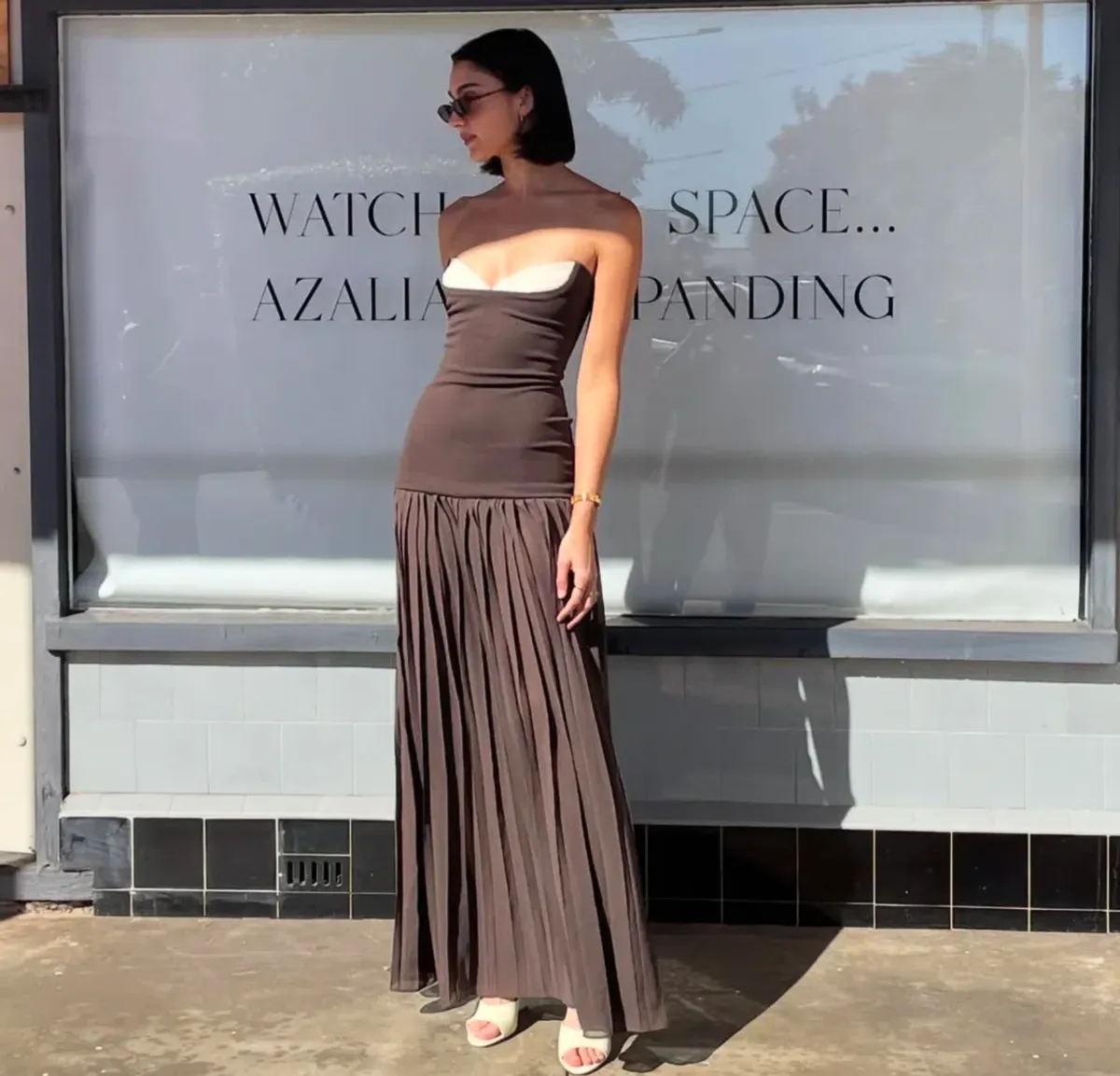 She is OLLÁ Nicolette Maxi Dress Espresso Brown Size 8 - Image 3