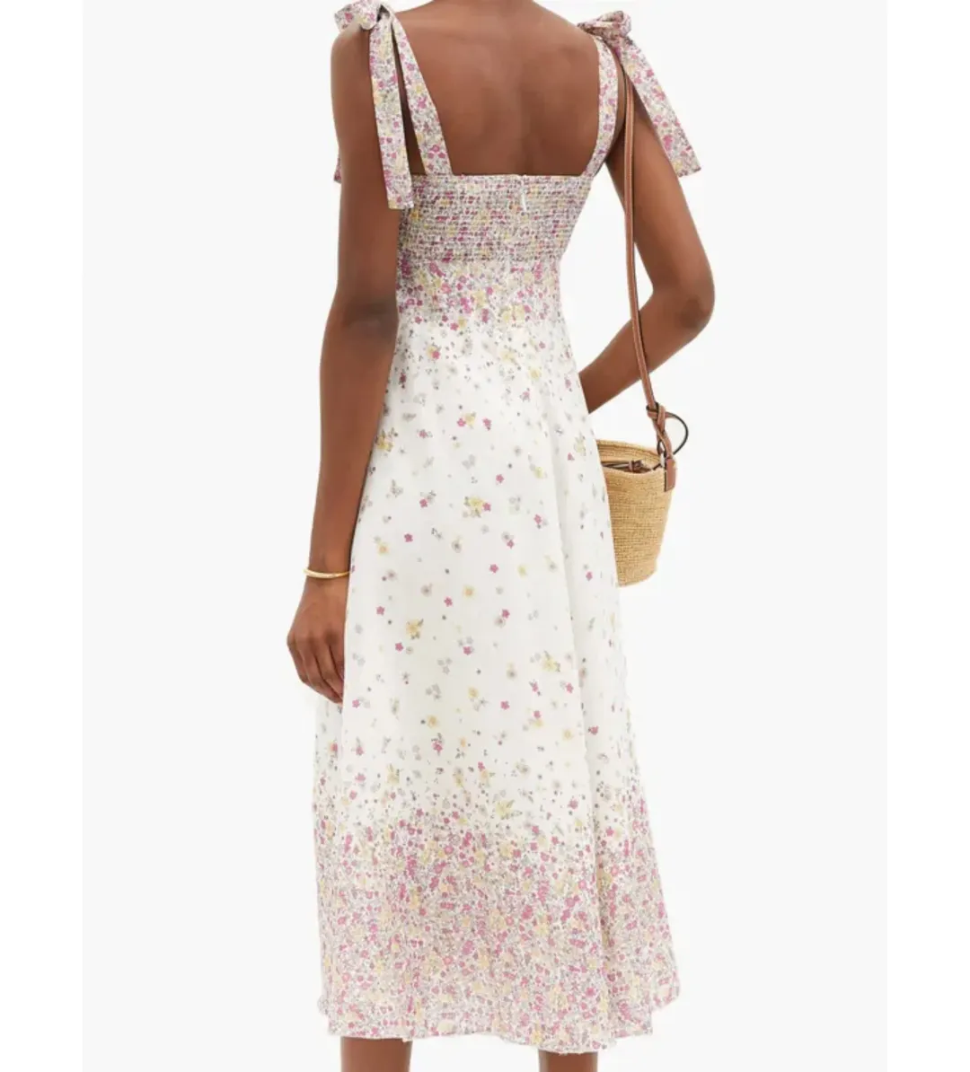 Zimmermann  Linen Carnaby Tie Shoulder Midi Dress in white Size AU 6 for rent on The Volte - main image