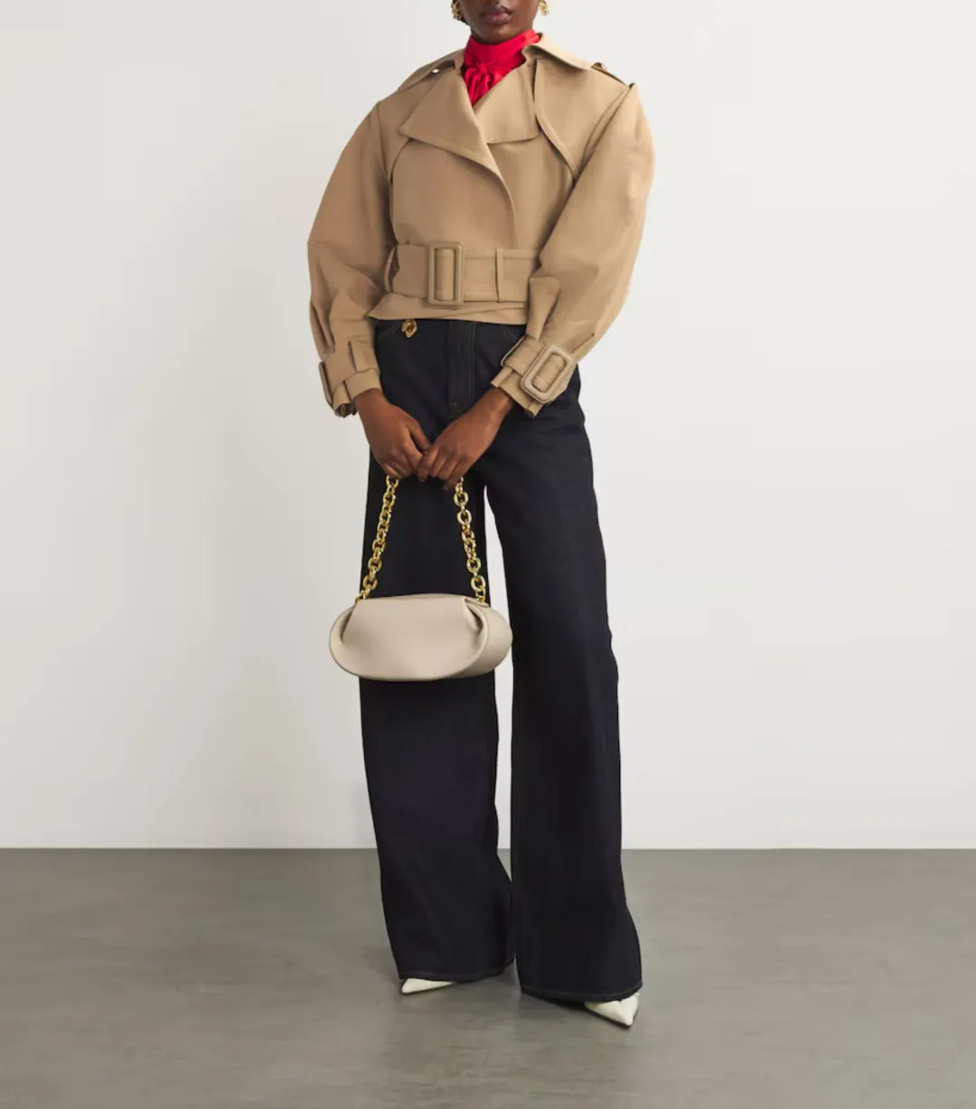 Zimmermann Crush Cropped Trench Coat in Khaki Size 0 / AU 8  for rent on The Volte - main image