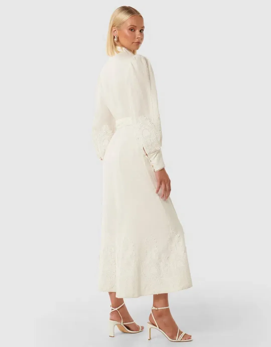 Forever New Allegra Lace Detail Dress Maxi Ivory Size AU 12 for rent on The Volte - main image