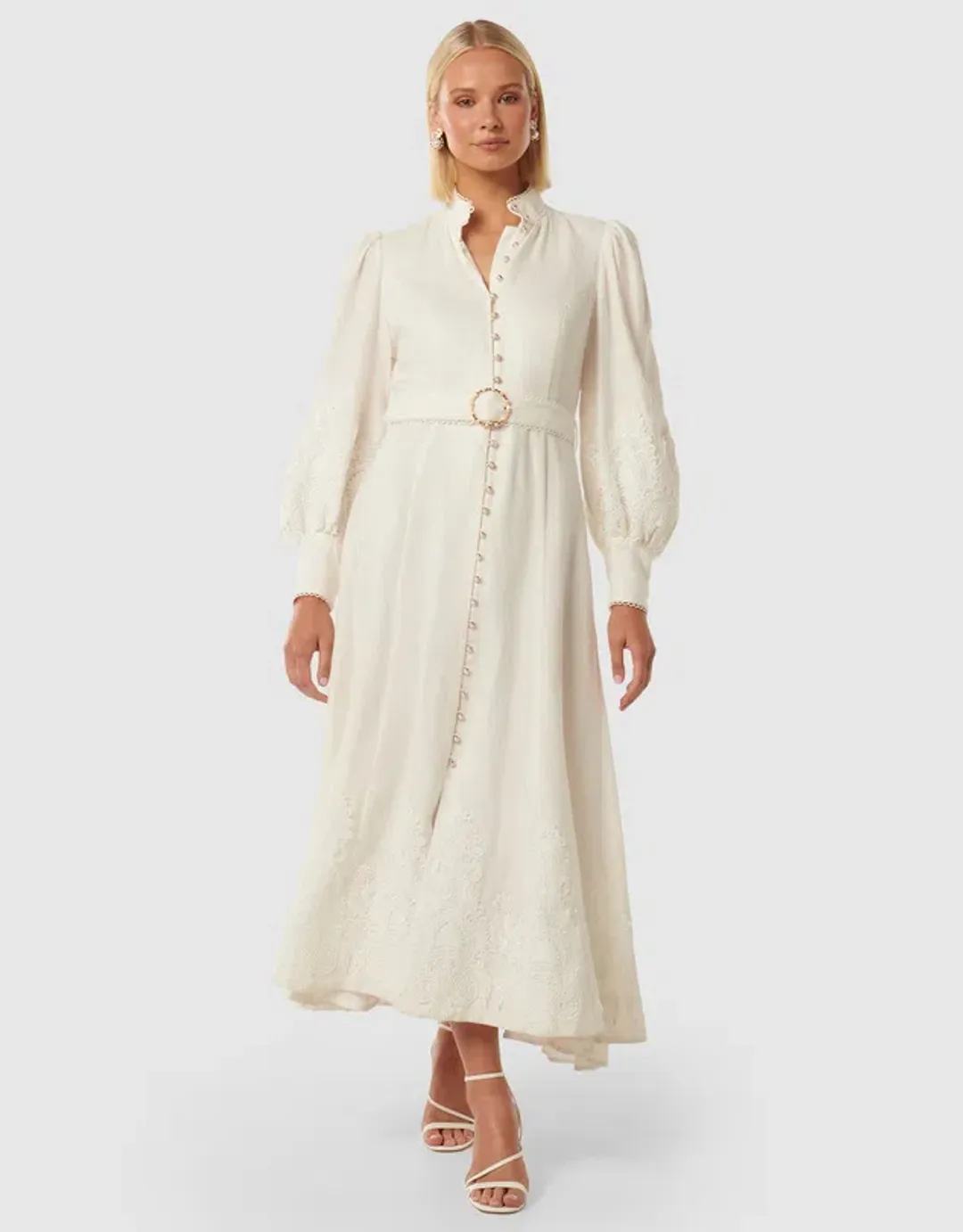 Forever New Allegra Lace Detail Dress Maxi Ivory Size AU 12 for rent on The Volte - main image