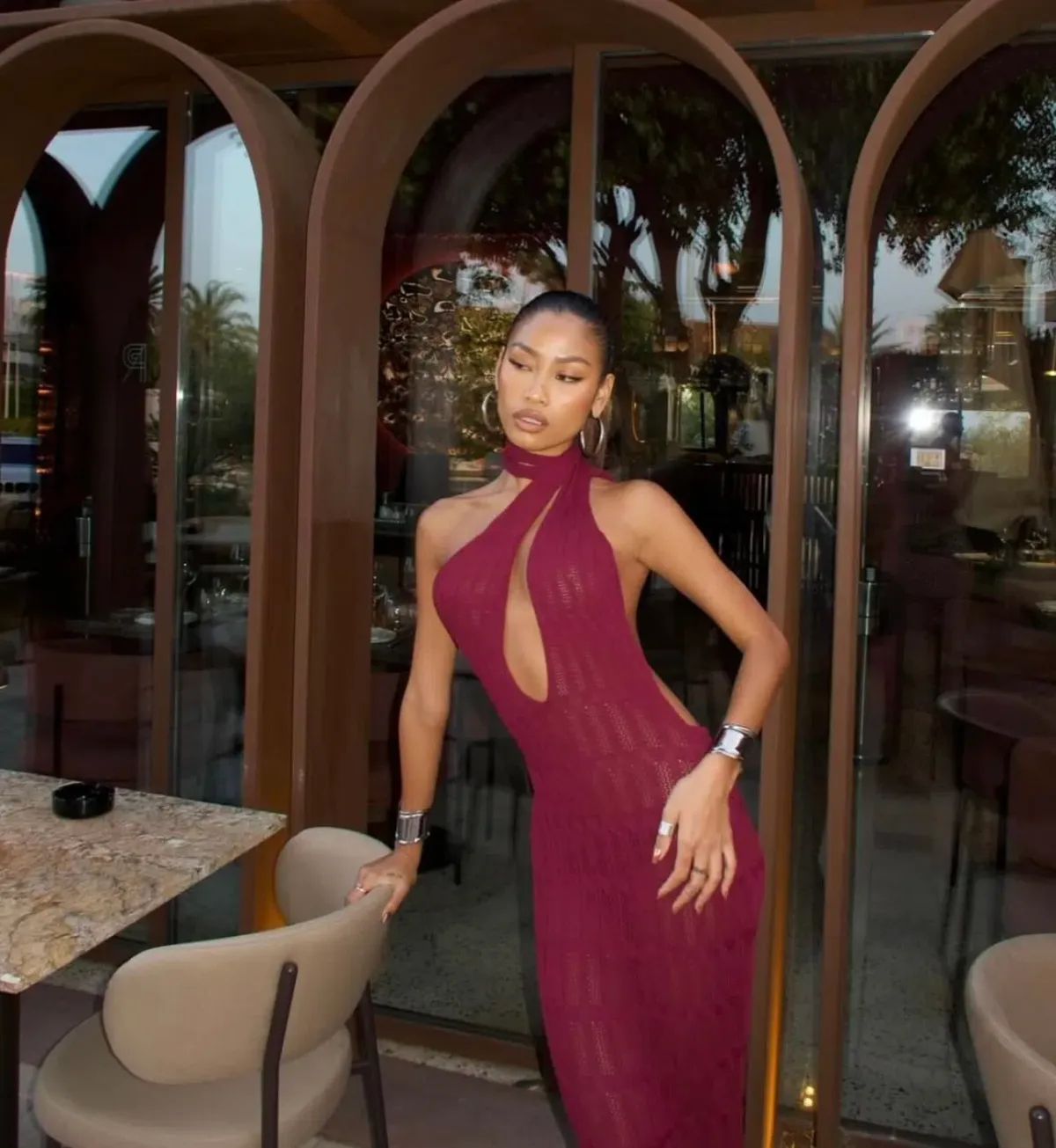 Murci Lunar Maxi Dress In Wine Size 8  - Image 3