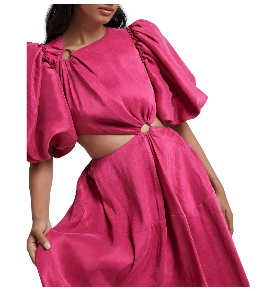 Aje Vanades Ring Cut Out Midi Dress Pink Size AU 8 for rent on The Volte - main image