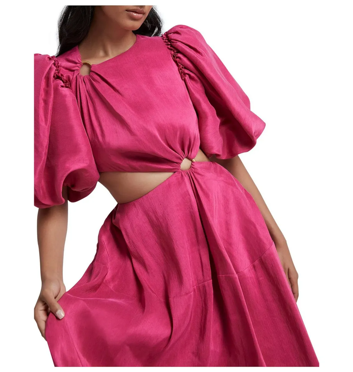 Aje Vanades Ring Cut Out Midi Dress Pink Size AU 8 - Image 3