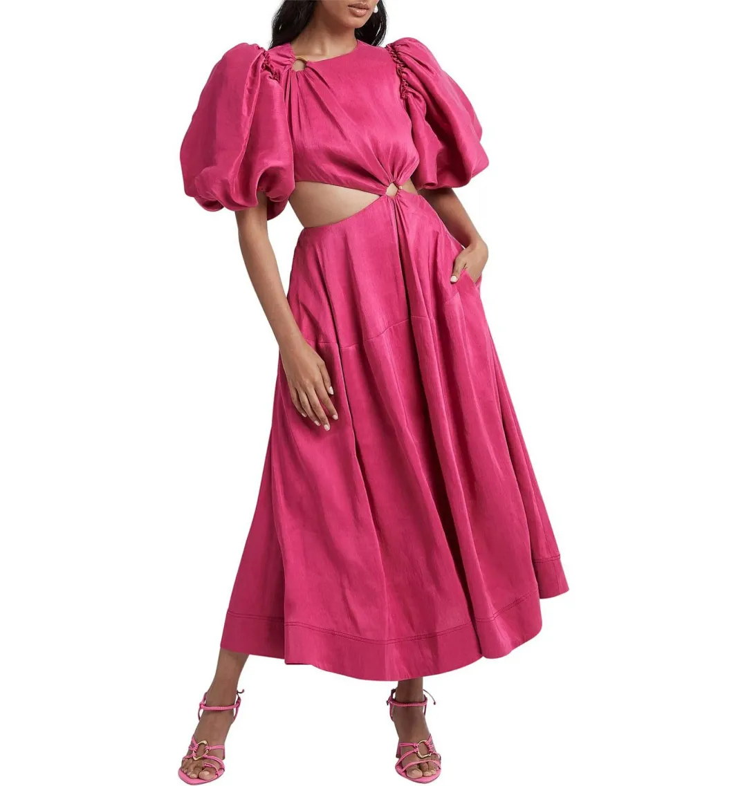 Aje Vanades Ring Cut Out Midi Dress Pink Size AU 8 for rent on The Volte - main image