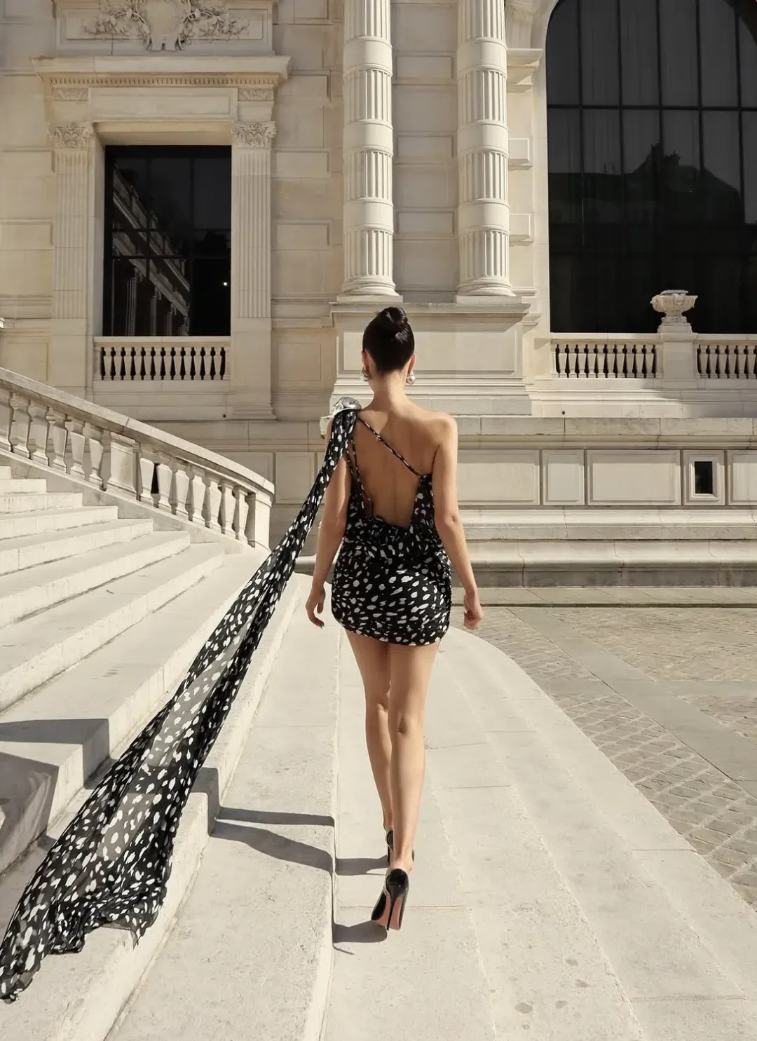 Leam Almes Dalmatian Print Chiffon Mini Dress with Metal Stone Size XS / AU 6 for rent on The Volte - main image