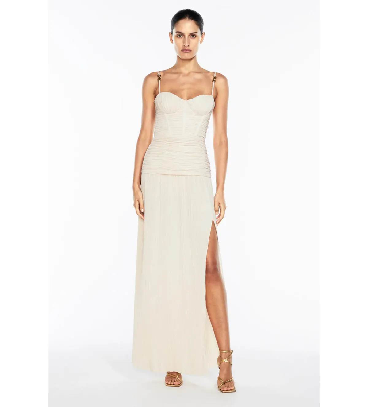 Manning Cartell Double Time Pleat Maxi Dress Nougat Size XXS/AU 4 - Image 1