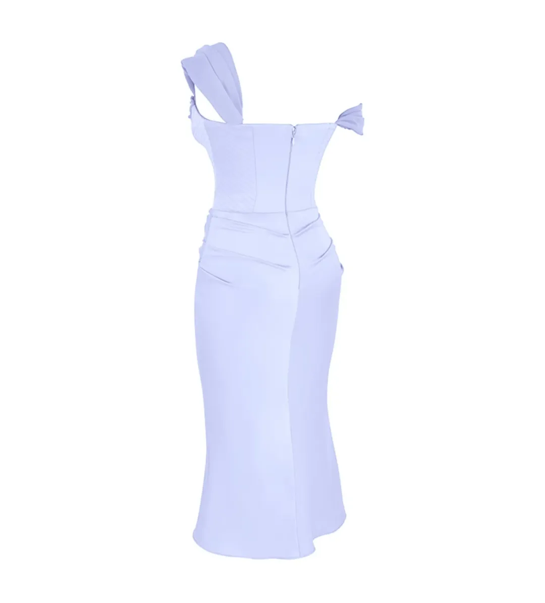 House of CB Natalya Sky Satin Corset Midi Dress Sky Blue Size S/Size AU 8 for rent on The Volte - main image