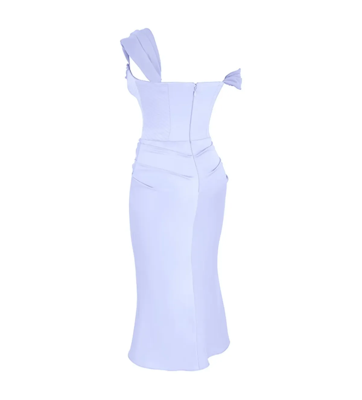House of CB Natalya Sky Satin Corset Midi Dress Sky Blue Size S/Size AU 8 - Image 7