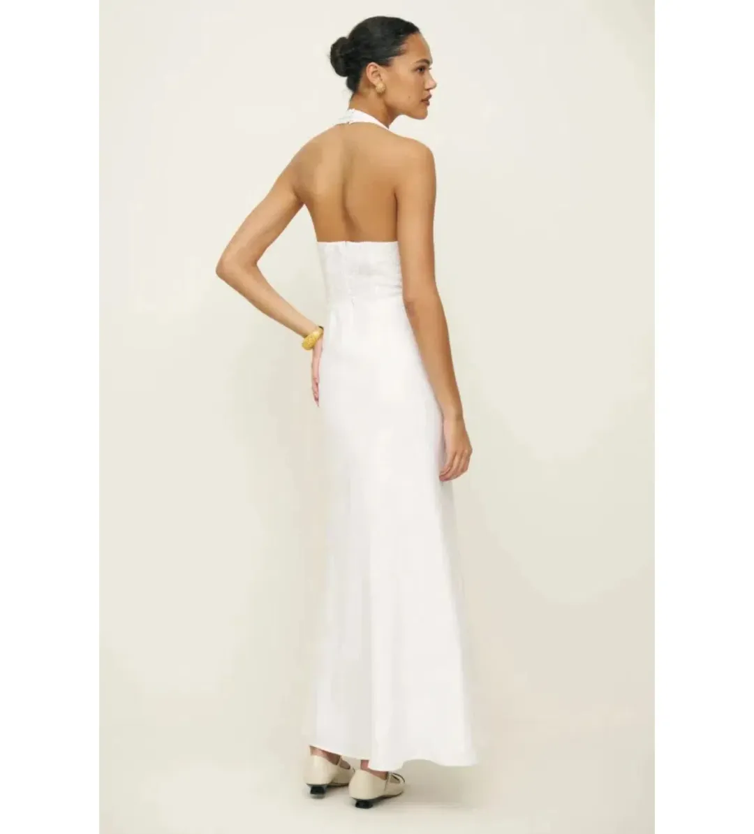 Reformation Delilah Linen Maxi Dress White Size 6 for rent on The Volte - main image