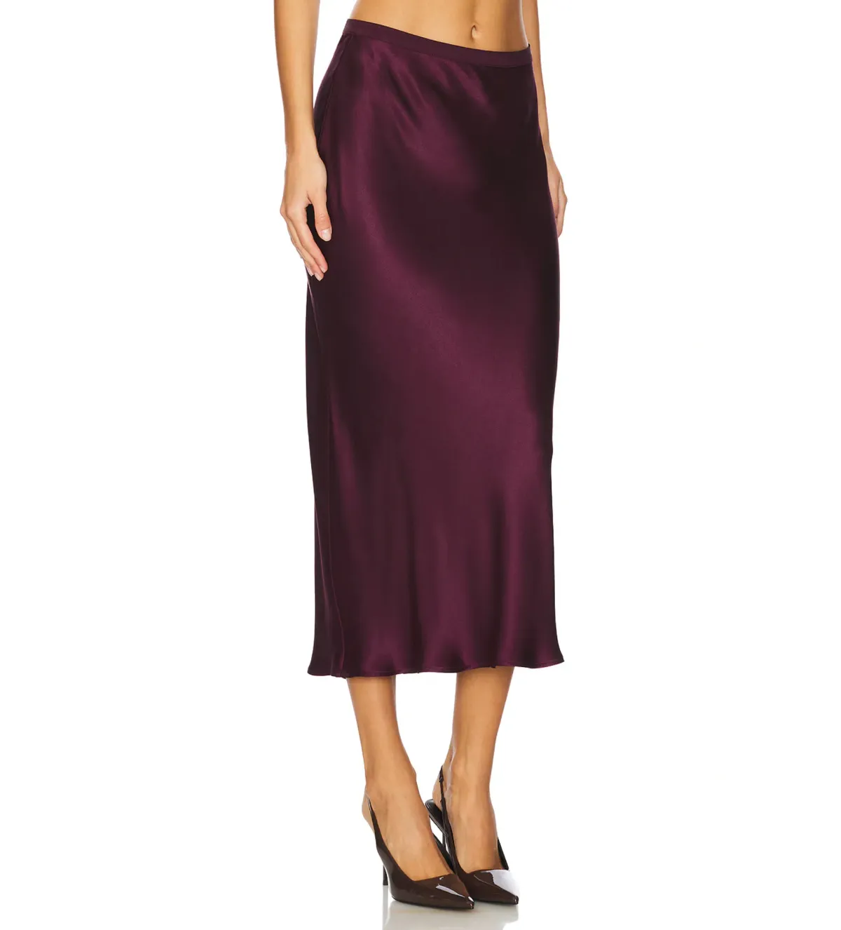 Anne Bing Bar Silk Midi Skirt Bordeaux Size L/Au 14 - Image 3