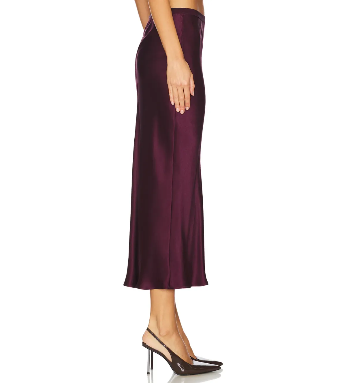 Anne Bing Bar Silk Midi Skirt Bordeaux Size L/Au 14 - Image 4