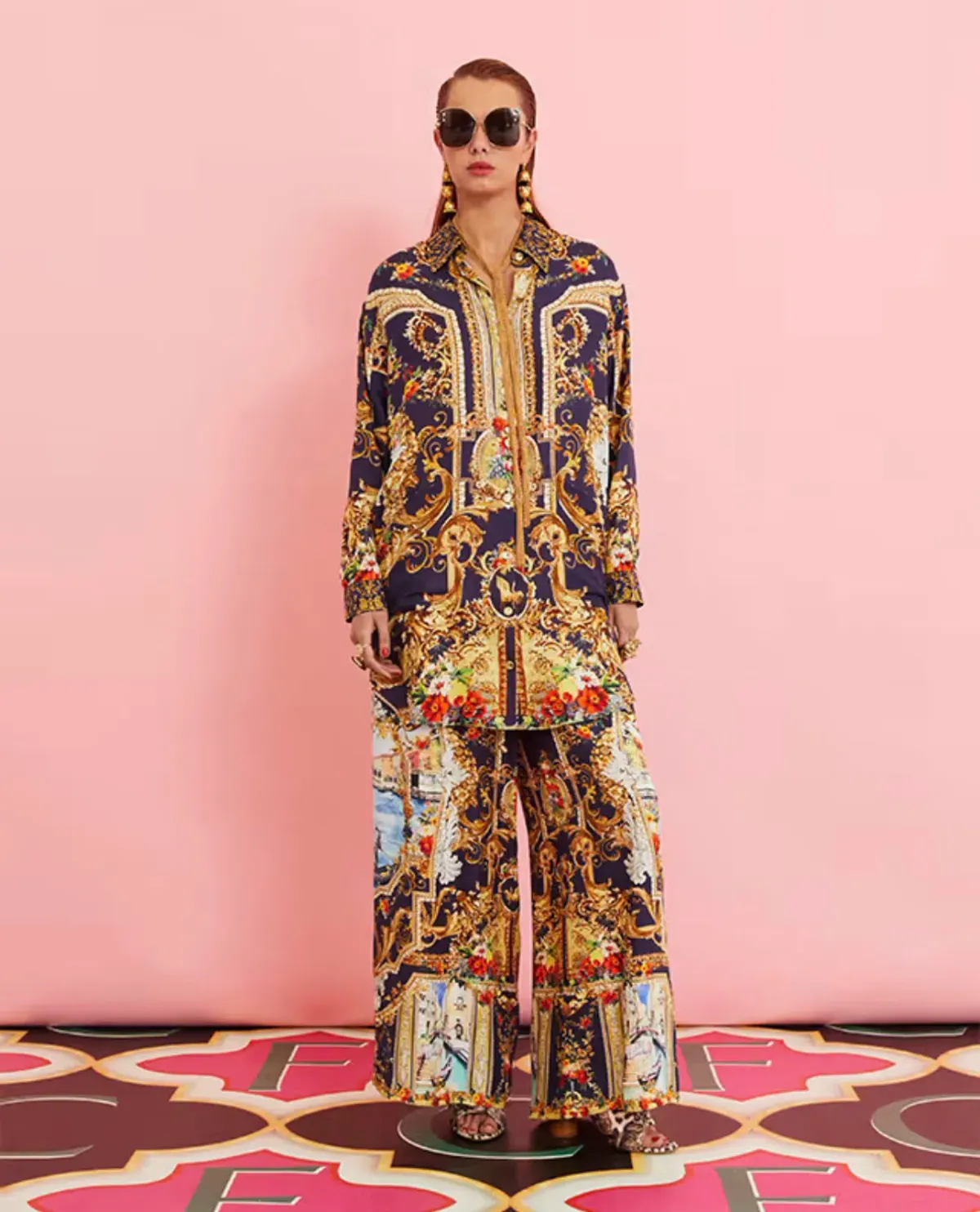 Camilla Venice Vignette Silk Shirt & Pants Size 10 - Image 1