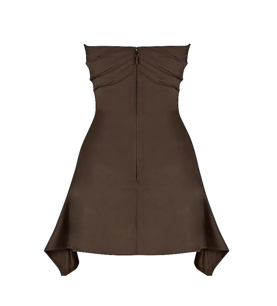 House of CB Jasmine Draped Strapless Corset Mini Dress Chocolate Size S/AU 8 for rent on The Volte - main image