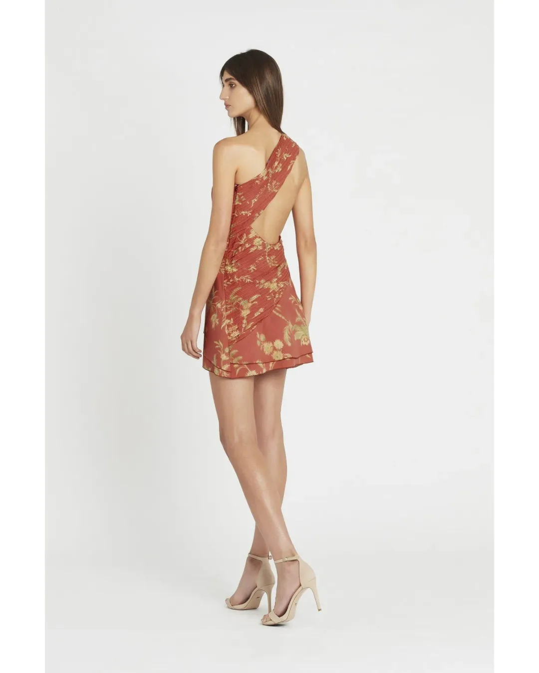 Sir The Label Florentine One Shoulder Pleated Mini Dress Maroon Size AU 6  for rent on The Volte - main image